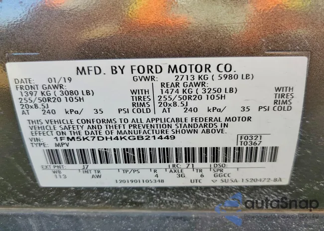 1FM5K7DH4KGB21449: 76745385