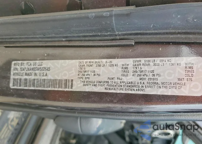 1C4PJXAN6SW562645: 77945035