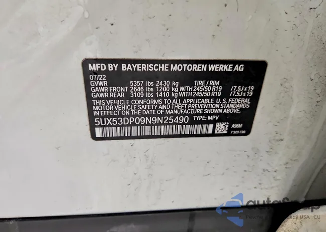 5UX53DP09N9N25490: 76753805