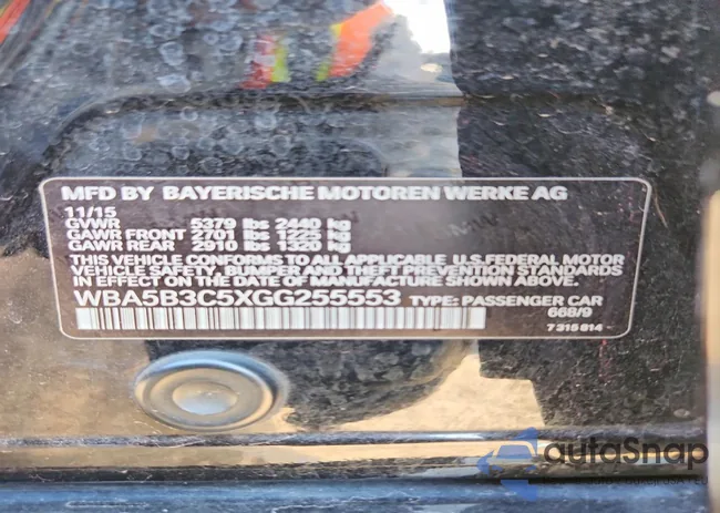 WBA5B3C5XGG255553: 76911655