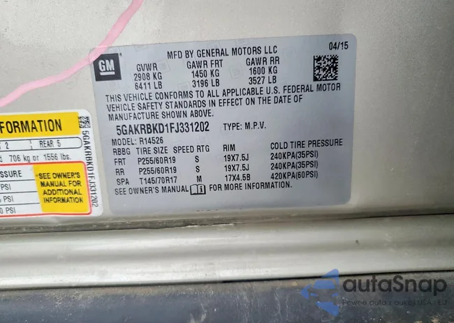 5GAKRBKD1FJ331202: 76127185