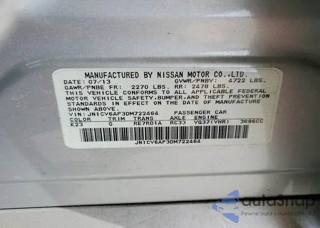 JN1CV6AP3DM722464: 78811245