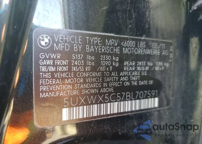 5UXWX5C57BL707591: 77171695