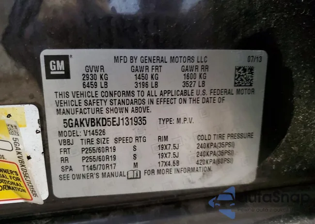 5GAKVBKD5EJ131935: 75073795