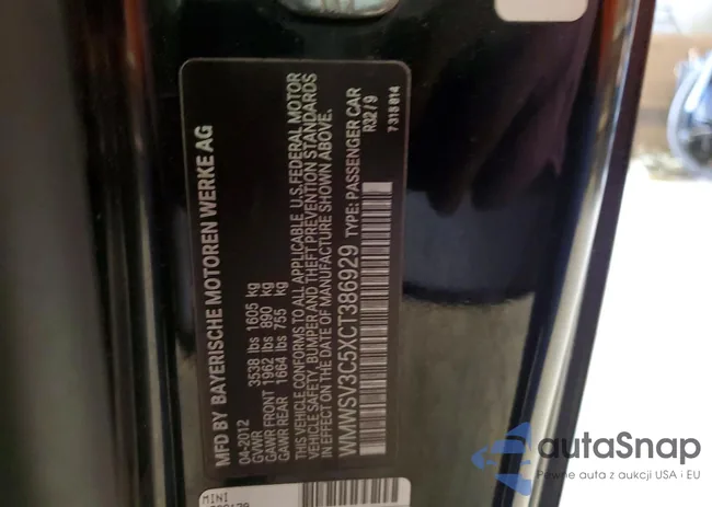 WMWSV3C5XCT386929: 77696725