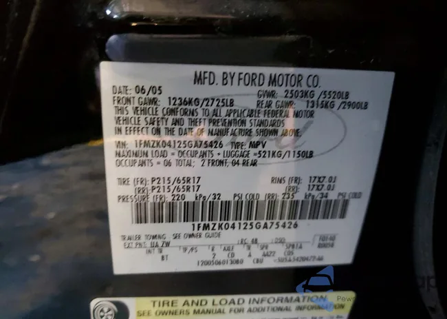 1FMZK04125GA75426: 74948795