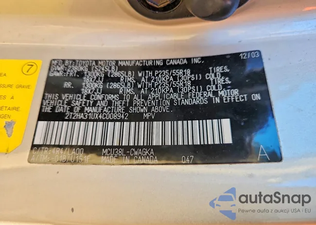 2T2HA31UX4C008942: 75834795