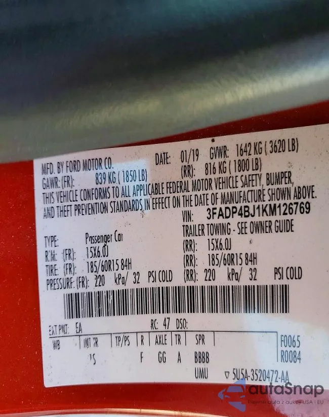 3FADP4BJ1KM126769: 76475945