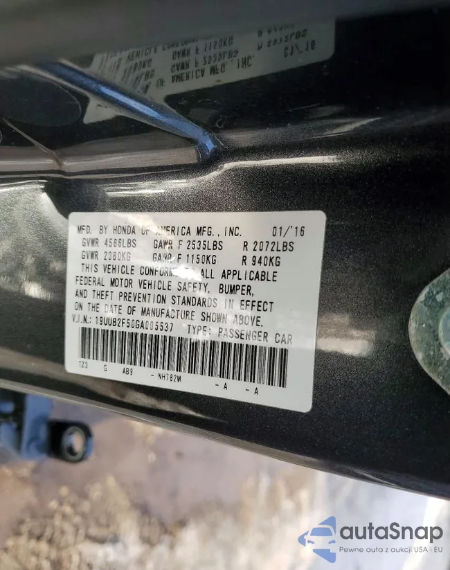 19UUB2F50GA005537: 75810725