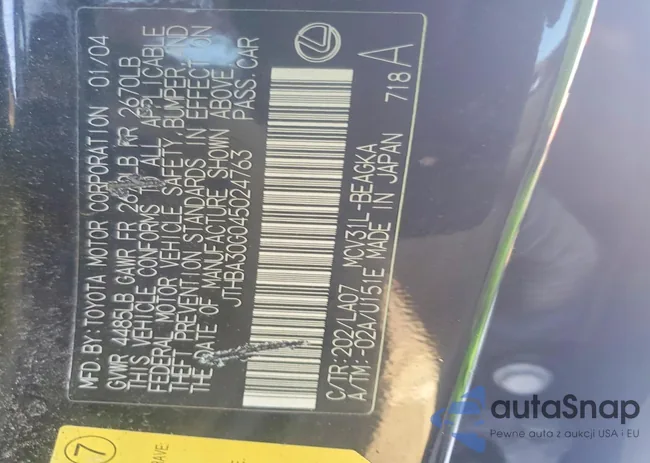 JTHBA30G045024763: 75473635