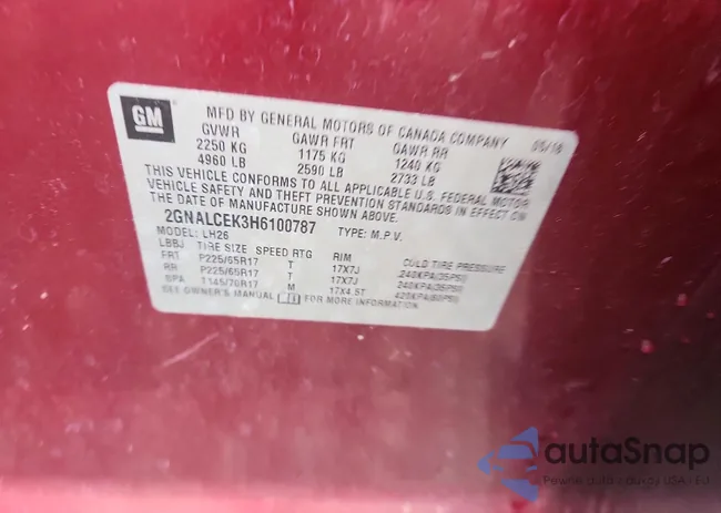 2GNALCEK3H6100787: 75942995