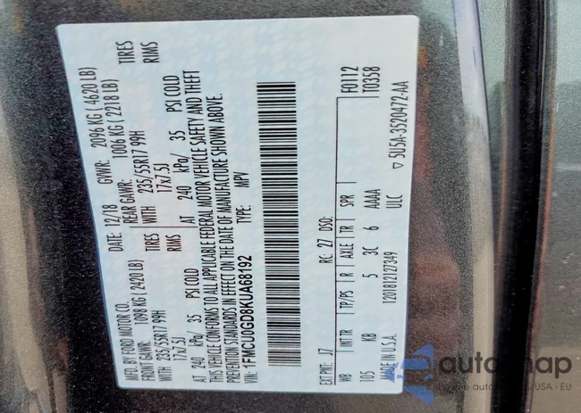 1FMCU0GD8KUA68192: 76606095