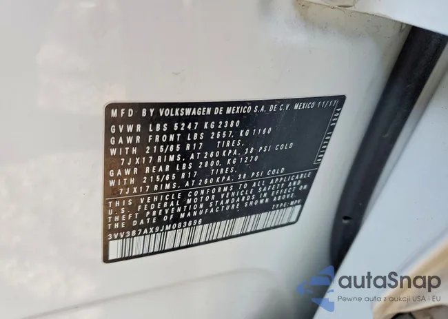 3VV3B7AX9JM083696: 76967085