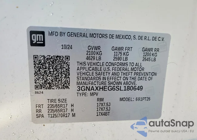 3GNAXHEG6SL180649: 76747265