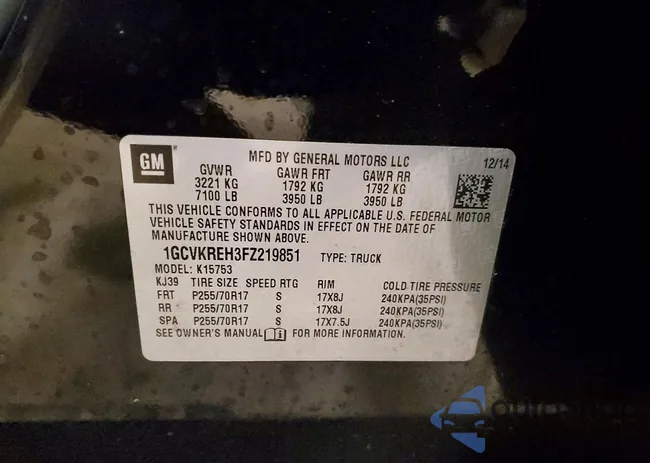 1GCVKREH3FZ219851: 76711525