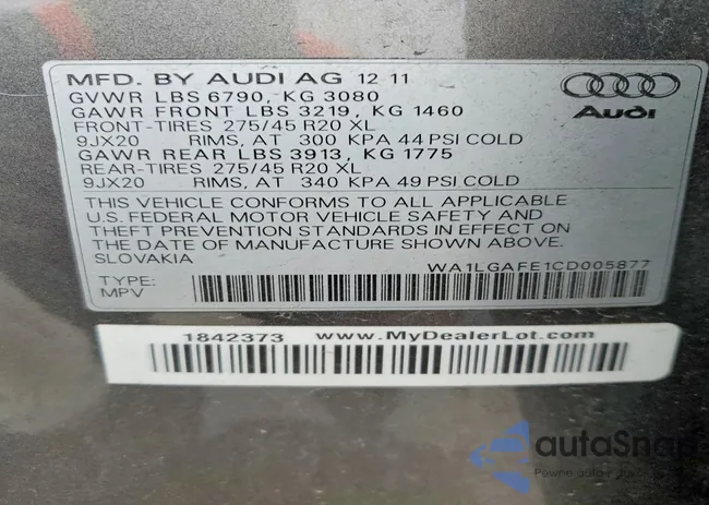 WA1LGAFE1CD005877: 76719785