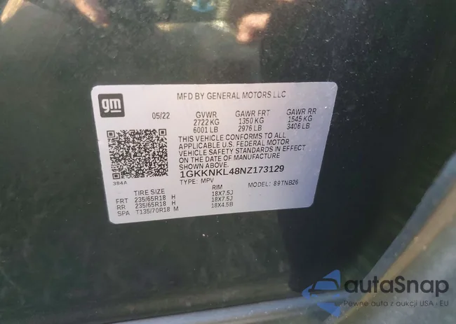 1GKKNKL48NZ173129: 77075845