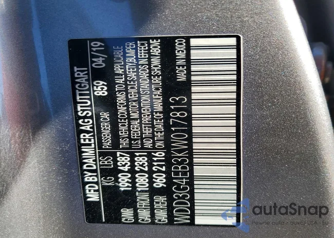 WDD3G4EB3KW017813: 78814245