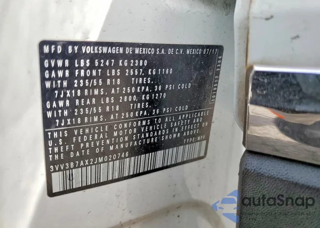 3VV3B7AX2JM020746: 77032415