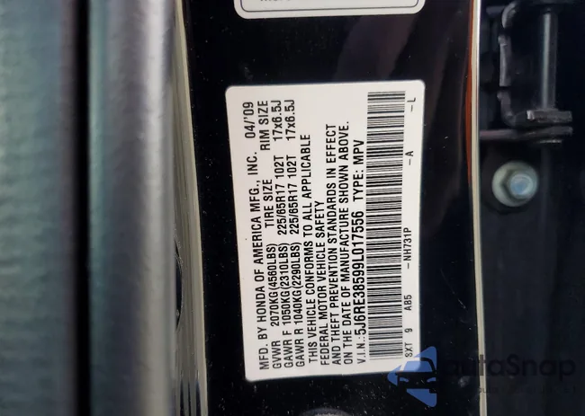 5J6RE38599L017556: 76183305