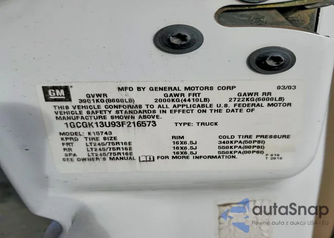 1GCGK13U93F216573: 78723845