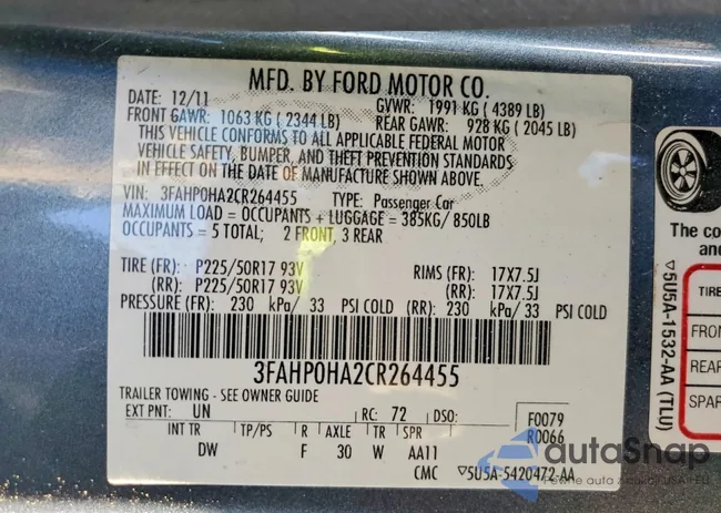 3FAHP0HA2CR264455: 75818155