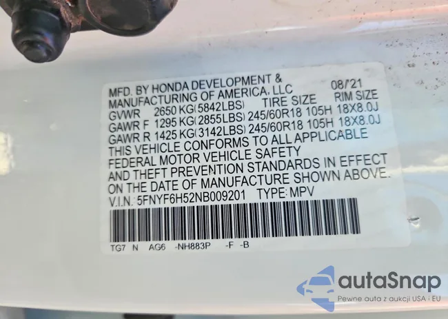 5FNYF6H52NB009201: 77017815