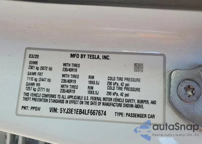 5YJ3E1EB4LF667674: 98012815