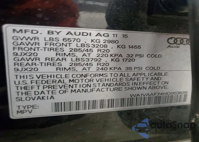 WA1VAAF74HD003639: 79233655