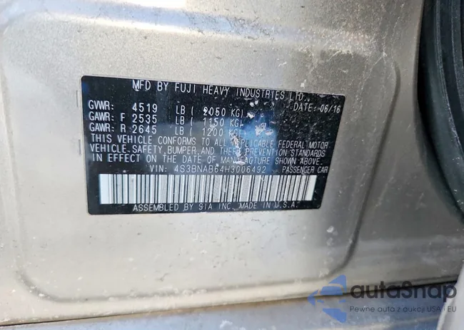 4S3BNAB64H3006492: 77607215