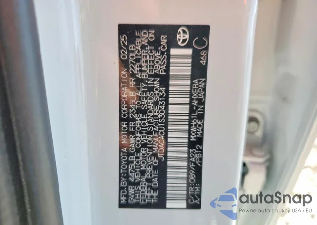 JTDACACU1S3043134: 78481095