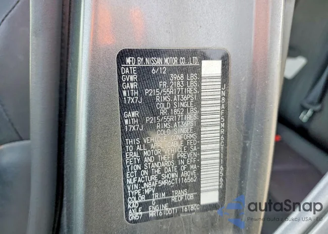 JN8AF5MR6CT116562: 78323345