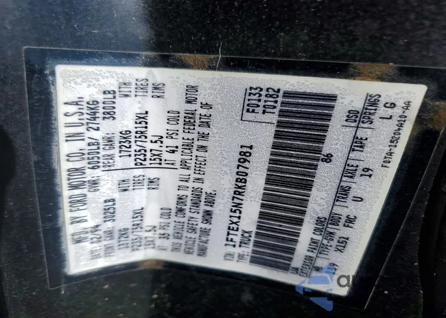 1FTEX15N7RKB07981: 78743465