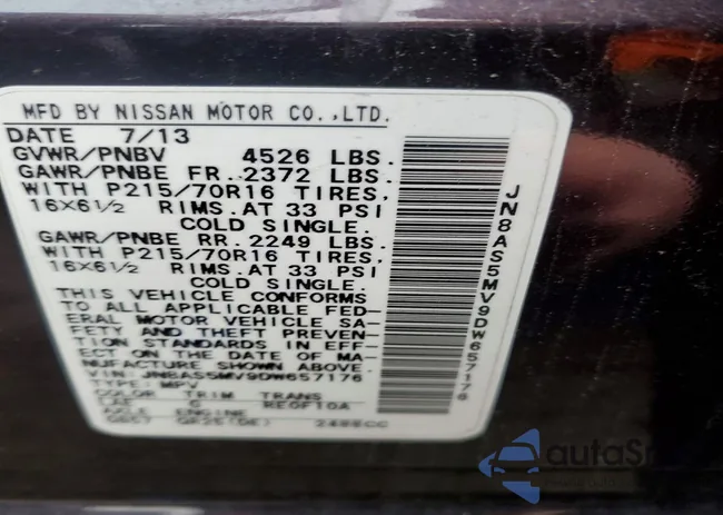 JN8AS5MV9DW657176: 77356415