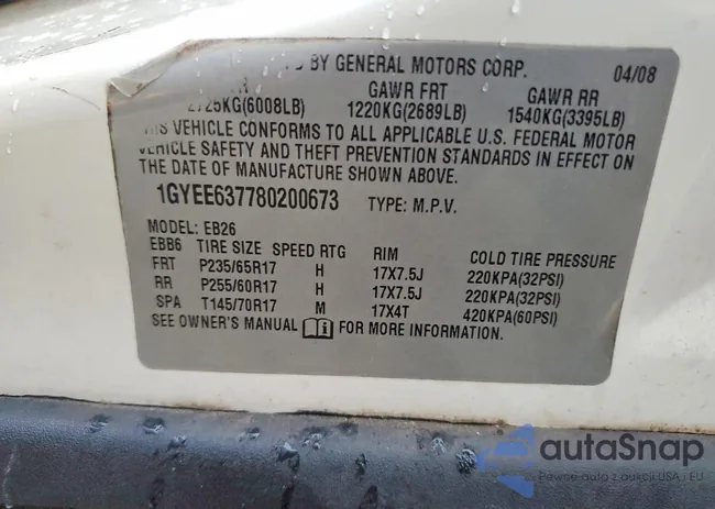 1GYEE637780200673: 77104535