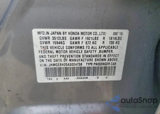 JHMGE8H25AS024738: 76955615