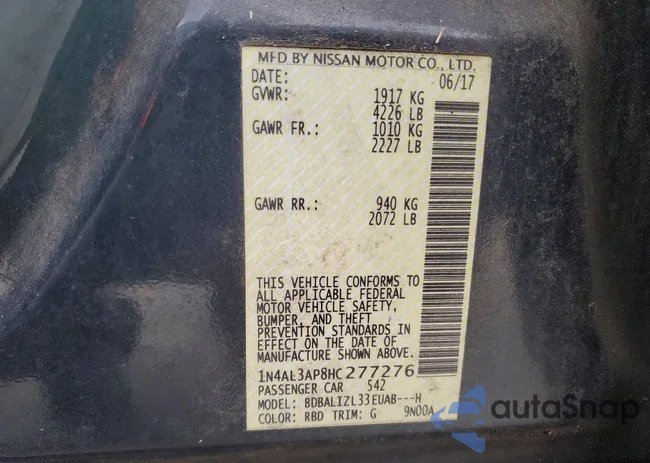 1N4AL3AP8HC277276: 76785485