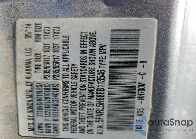 5FNRL5H68EB113546: 76179345