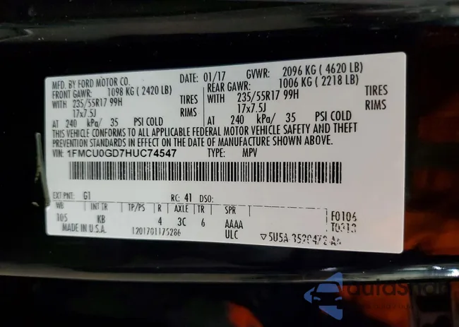 1FMCU0GD7HUC74547: 76617545