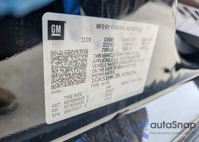 1GKS1HKJ0LR194284: 76007785