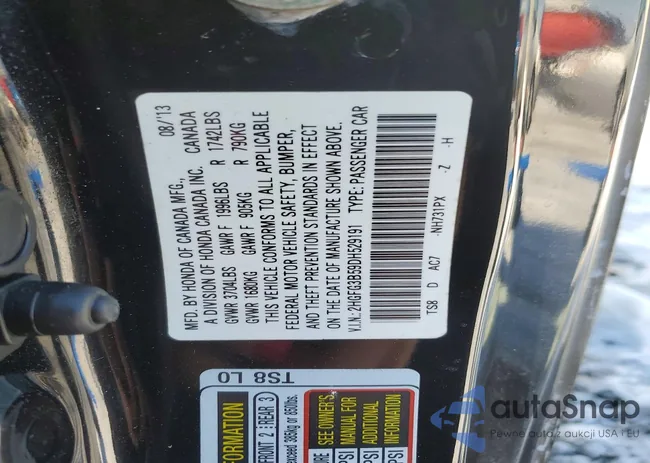 2HGFG3B59DH529191: 76519165