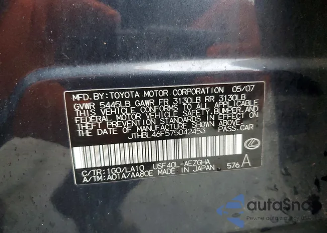 JTHBL46F575042453: 75875255