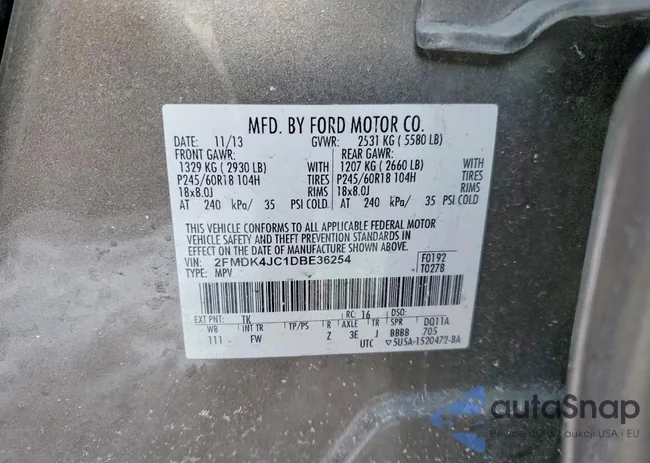 2FMDK4JC1DBE36254: 76203605