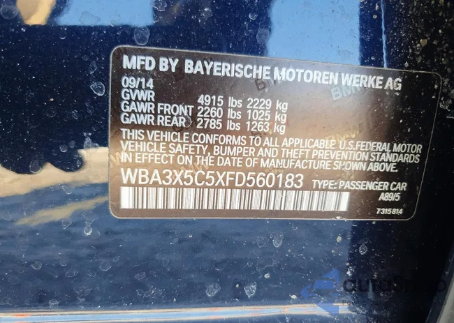 WBA3X5C5XFD560183: 77038865