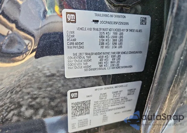 1GCPAEE85PZ250265: 76480065