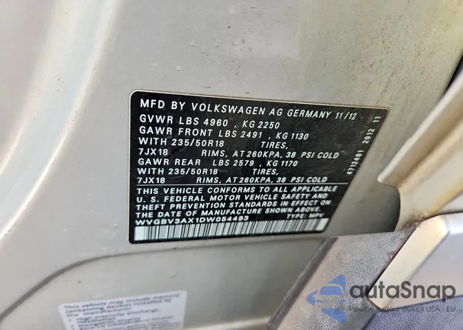 WVGBV3AX1DW054493: 76775655