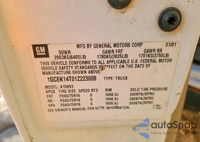 1GCEK14T01Z223808: 76545545