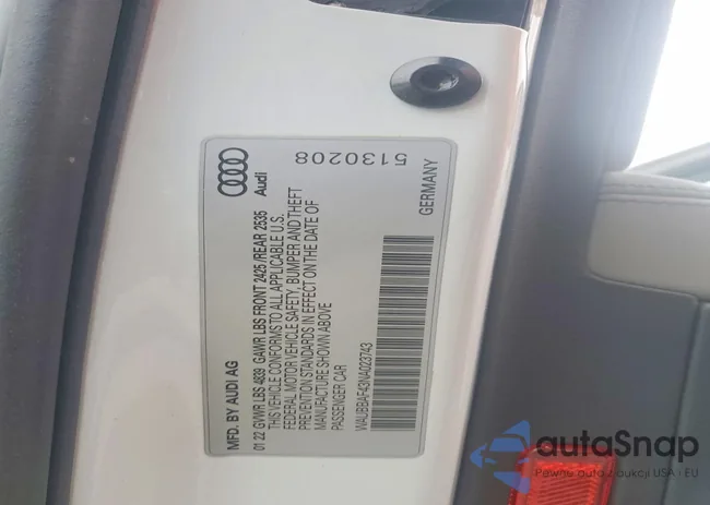 WAUBBAF43NA023743: 77574835