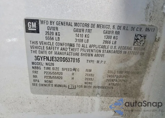 3GYFNJE32DS637016: 77870195