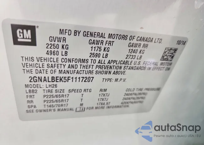 2GNALBEK5F1117207: 77008205